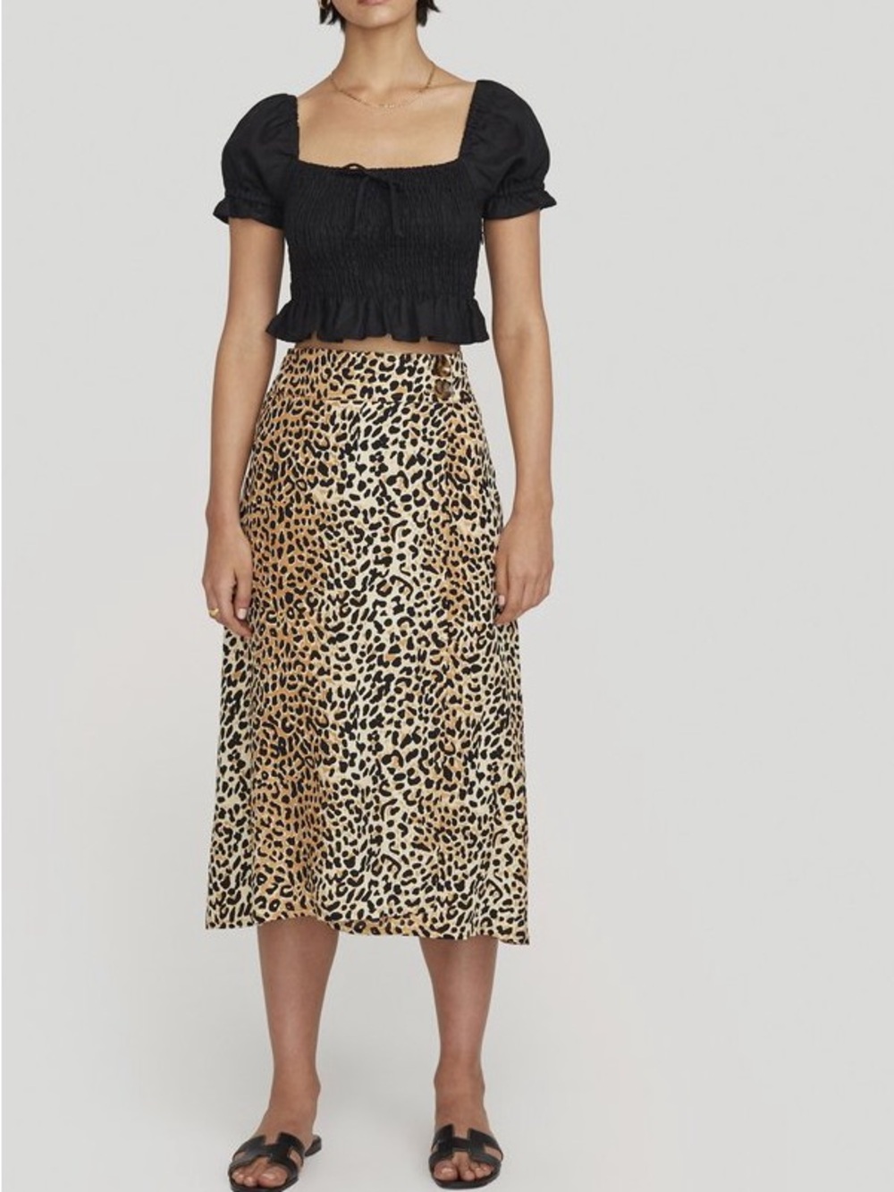 Faithfull the Brand | Valois midi wrap skirt in le cinq animal print